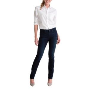 SPANX The Slim-X Straight Jean Dark Dipped Blue Wash Size 28 NWT Slimming